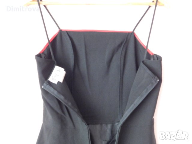 Стилна рокля в черно с червени акценти., снимка 3 - Рокли - 42574328