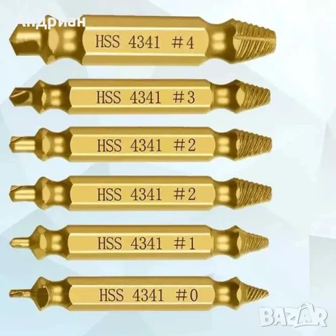 Екстрактори за скъсани болтове и винтове 6 броя с кутия, снимка 2 - Други инструменти - 50690049