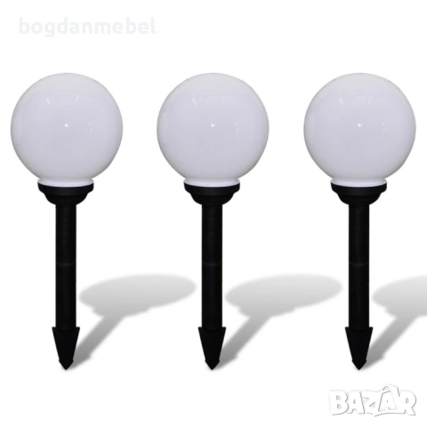 Соларни LED лампи - сфери за градината, 20 см. – 3 бр., снимка 2 - Соларни лампи - 53590344