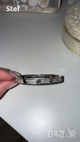 Cartier гривна сребърна diamonds, снимка 3 - Гривни - 53827889