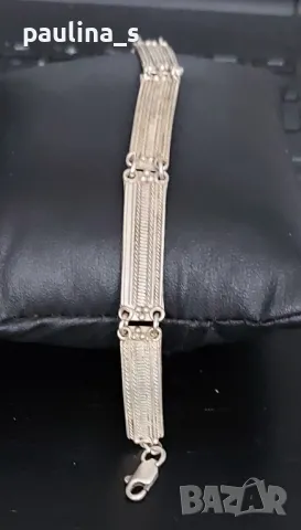 Винтидж / Масивна сребърна гривна, филигран с подложка от СБХ / проба 925 , снимка 5 - Гривни - 49310134