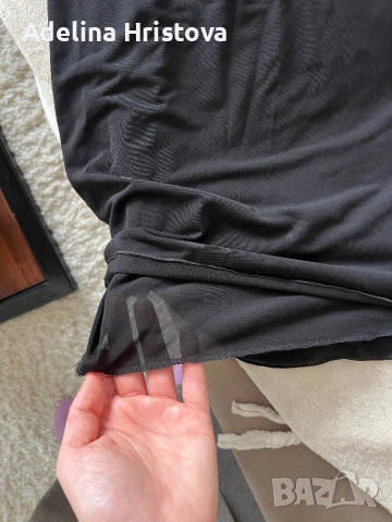 Стилна черна рокля размер С с бляскави пайети, снимка 5 - Рокли - 53861621