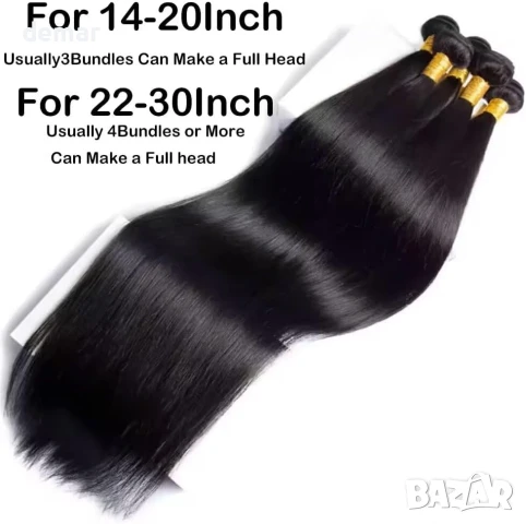 Falaimei прав сноп човешка коса 56 см, 100% необработена бразилска права коса сноп 12A, снимка 7 - Аксесоари за коса - 51416517