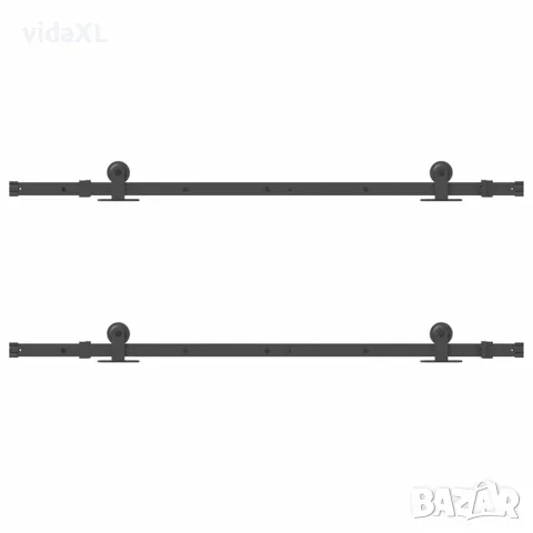 vidaXL Комплект механизъм за плъзгаща врата, 305 см, стомана, черен, снимка 5 - Железария - 56146973