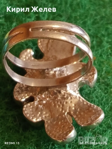 Модерен Арт сребърен пръстен декориран с Аквамарин и Робини изящен скъпоценен 51804, снимка 6 - Пръстени - 52987162