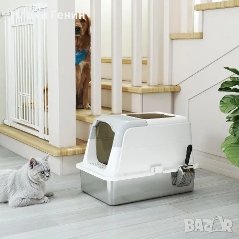 PawHut Котешка тоалетна с капак, лъжичка, снимка 3 - За котки - 56204768