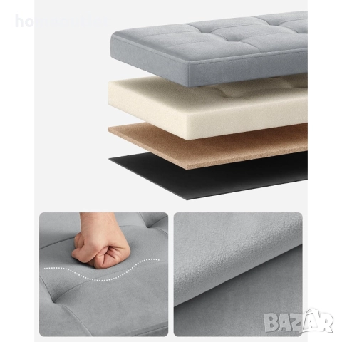 ПРОМОЦИЯ Сгъваема текстилна пейка с място за съхранение в сиво SONGMICS LSF247G02, снимка 5 - Ракли - 52704160