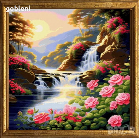 гоблен "РОЗОВ ВОДОПАД" Д 46; размери /42*42/см.; 42 цвята (ДМЦ); 76лв.