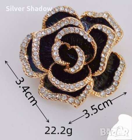 Брошка за ревера на сако ”Черна роза”, снимка 3 - Колиета, медальони, синджири - 40368875
