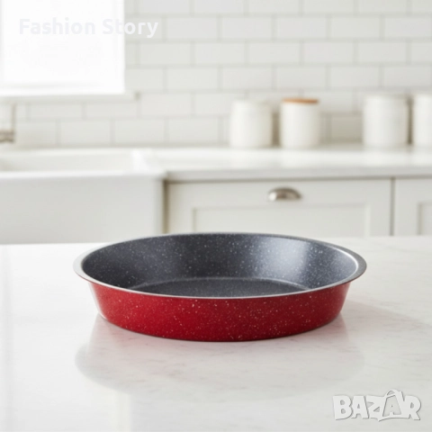 Премиум кръгла тава с мраморно покритие – идеална за сладкиши и печени ястия