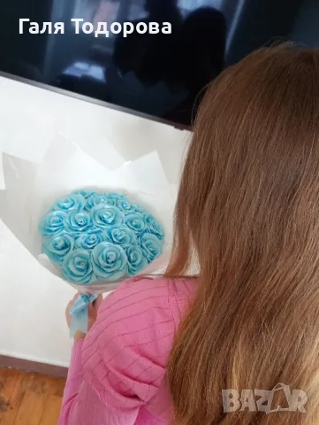 Букети от сатенени рози , снимка 7 - Изкуствени цветя - 49052734