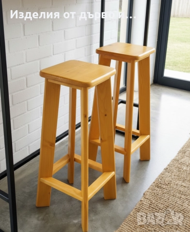 Комплект бар маса с 2 стола - масивно дърво и метал (НОВИ), снимка 3 - Маси - 52909681