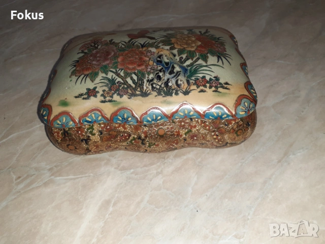 Страхотна стара китайска кутия бижутерка порцелан сатцума, снимка 5 - Антикварни и старинни предмети - 53340743