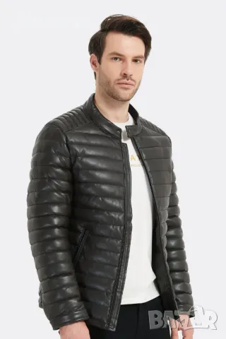 Мъжко кожено яке , снимка 3 - Якета - 47662511