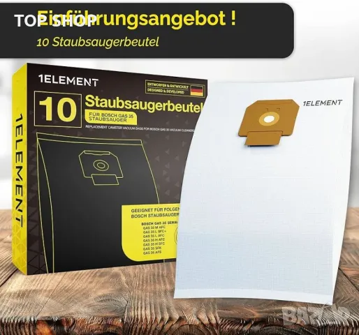 10 поларени торбички за прахосмукачка Bosch GAS 35 (35L) - 35 литрови, снимка 7 - Друга електроника - 48737213