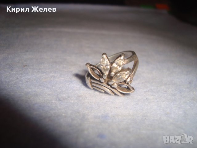 СТАР СРЕБЪРЕН ФЛОРАЛЕН АРТ ПРЪСТЕН СРЕБРО 925 с ЦИРКОНИ 25971, снимка 9 - Пръстени - 35974403