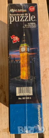 Пъзел Ravensburger 3D Puzzle Night Edition Big Ben – 216 части, LED, нов запечатан, снимка 3 - Пъзели - 56157060