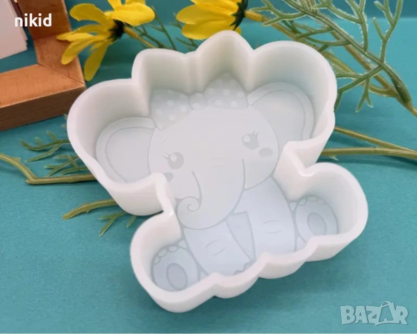 Слон слонче дълбок голям силиконов молд форма фондан шоколад гипс свещ декор, снимка 3 - Форми - 53516491