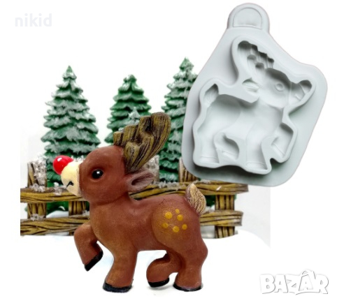 Сладко еленче елен силиконов молд форма фондан украса декор гипс