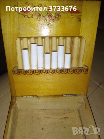Дървена кутия за цигари, ръчна инкрустация и резбоване., снимка 4 - Други игри - 40715579