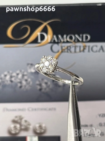 Златен пръстен 18К бяло злато с диаманти – елегантност с характер, снимка 3 - Пръстени - 53656209