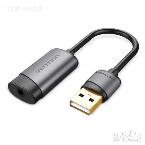 VENTION USB стерео външна звукова карта,USB към 3,5 мм жак аудио адаптер с чип,PS5-4,микрофон/лаптоп, снимка 5 - Слушалки и портативни колонки - 49308645