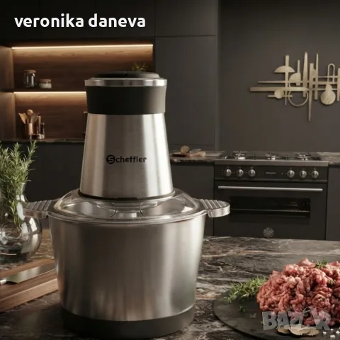 Мощен 5L електрически чопър и месомелачка – Бързо смилане на месо и зеленчуци, снимка 3 - Чопъри и пасатори - 55802944