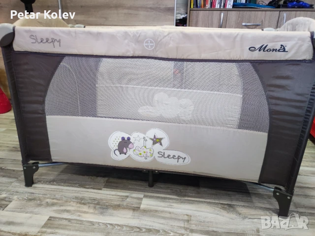 MONI Сгъваема детска кошара на 2 нива с матрак