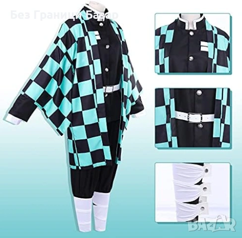 Нов Tanjiro Kamado костюм аниме cosplay сет с яке и аксесоари 12 части, снимка 4 - Други - 53825649