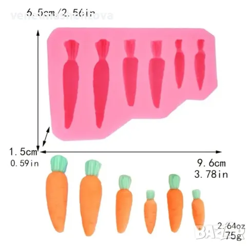 6 моркова моркови различни размери Силиконов молд форма за фондан за декорация на торта гипс смола
