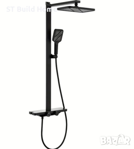 🛁 Стенна Душ Система с Двойни Глави – Съвременен Черен Дизайн 🛁, снимка 7 - Душове - 51869523