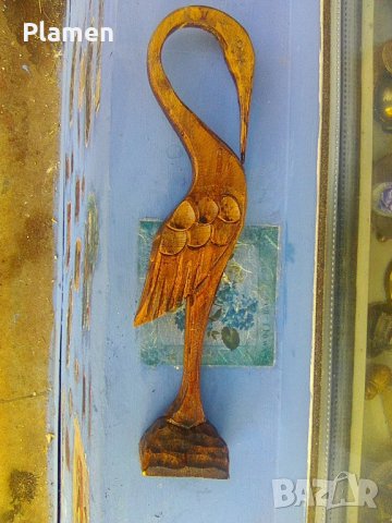 Дървена статуетка на чапла, снимка 1