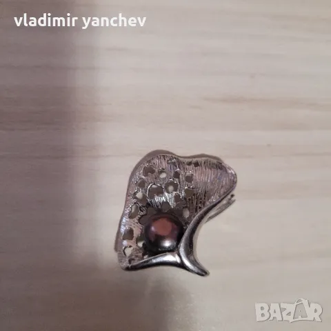 сребрина брошка с перла , снимка 6 - Други - 49728306