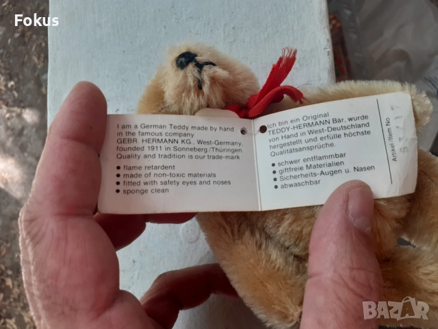 Оригинално плюшено мече Teddy Hermann, снимка 4 - Антикварни и старинни предмети - 53307221