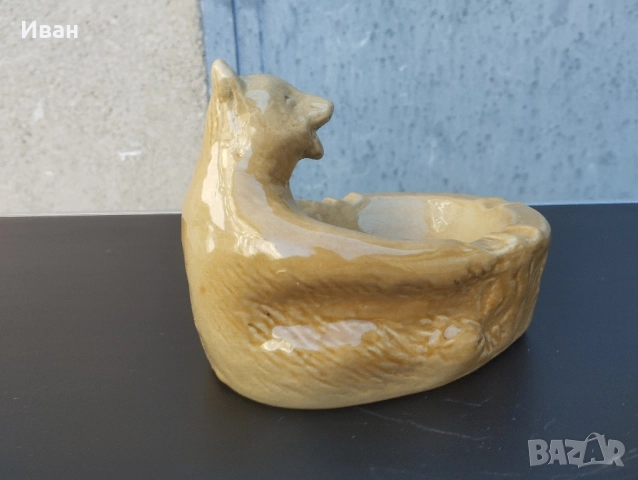 Винтидж порцеланова мечка пепелник, снимка 6 - Антикварни и старинни предмети - 52226707