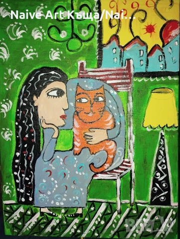 Картина платно маслени бои акрилни бои размер. ш.32 / в. 42, снимка 2 - Картини - 52593309