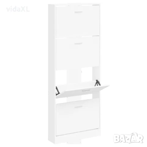 vidaXL Шкаф за обувки, бял, 59x17x150 см, инженерно дърво, снимка 3 - Шкафове - 56147139