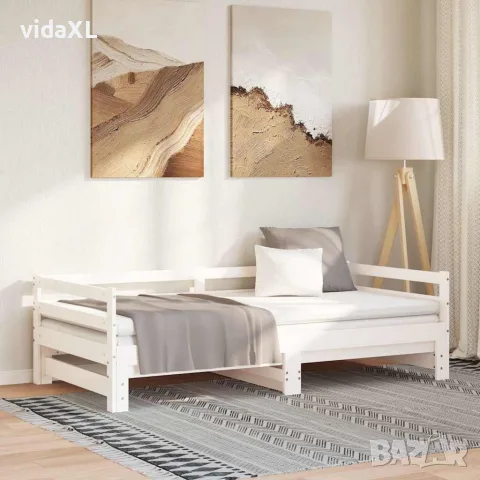 vidaXL Разтегателно дневно легло, без матрак, бяло, 90x200 см, снимка 2 - Спални и легла - 56147808