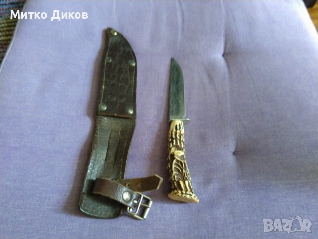 Fes Rostfrei немски нож от соца с калъф естествена кожа за колан 185х100мм, снимка 1 - Ножове - 41658641