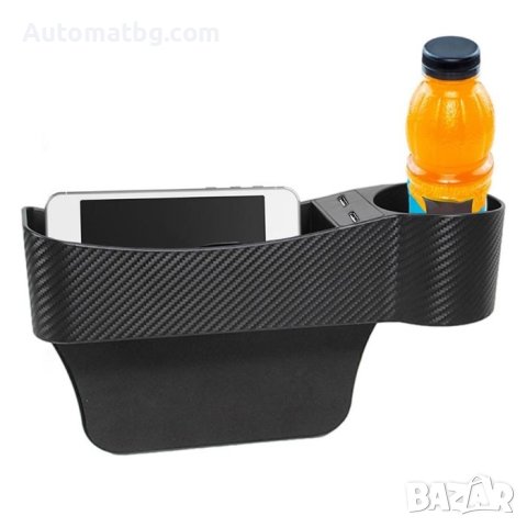 Поставка за чаша Automat, С 2 USB, PVC, Карбон, снимка 3 - Аксесоари и консумативи - 42143824