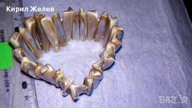 ПРЕКРАСНА СЕДЕФЕНА ХЕНД МЕЙД ЛЯТНА ФЕШЪН АРТ ГРИВНА НАТУРАЛЕН КРАЛСКИ СЕДЕФ РАЗТЕГЛИВА 26938, снимка 5 - Гривни - 39062314