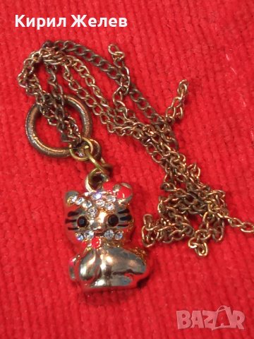 ПОЗЛАТЕНО СЛАДКО КОТЕНЦЕ с ЦИРКОНИ ЕМАЙЛ АРТ ВИСУЛКА ПЕНДАНТ ФИГУРКА 24752