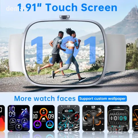 Смарт часовник за мъже, жени (отговаряне/осъществяване на повикване), 1,91" TFT екран, снимка 3 - Смарт часовници - 49517198