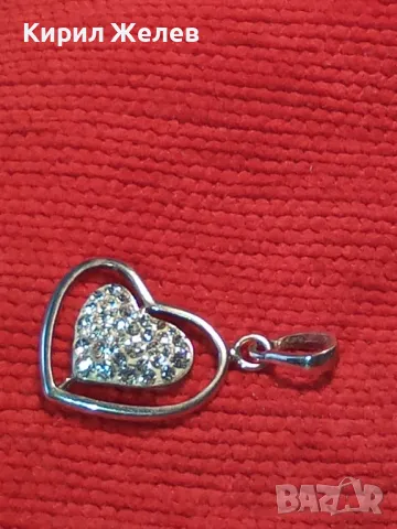 НЕЖЕН АЖУРЕН СРЕБЪРЕН МЕДАЛЬОН СЪРЧИЦЕ РОДИРАНО СРЕБРО 925 ПРОБА с БЛЕСТЯЩИ ЦИРКОНИ 48895, снимка 9 - Колиета, медальони, синджири - 49142226