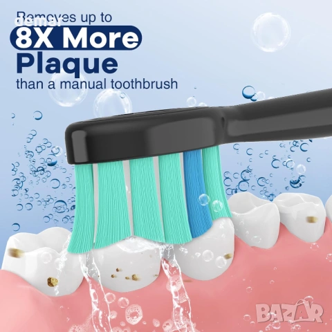 Резервни глави за електрическа четка за зъби Philips Sonicare Click-on, 8 броя, черни, снимка 2 - Други - 53794779