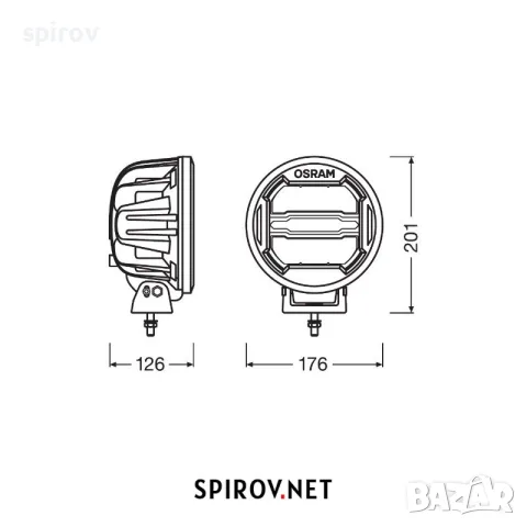 LED фар OSRAM LEDriving ROUND MX180-CB 12/24V 3000lm 6000K, снимка 2 - Части - 55701859