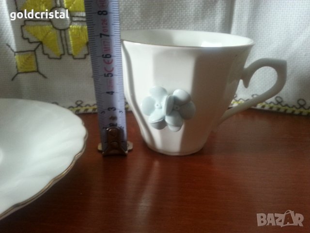 Стар български костен порцелан Бононя сет за чай , снимка 7 - Антикварни и старинни предмети - 42678842