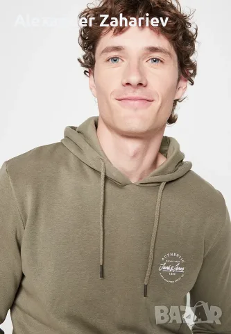 Суитчър с качулка Jack&Jones Olive мъжки, снимка 2 - Суичъри - 56319076