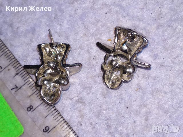 НЕОГОТИЧЕСКИ ПИРАТСКИ ФЕШЪН АРТ МЕДНИ ОБЕЦИ с БЯЛА ПОЗЛАТА и ИСКРЯЩИ ФАСЕТИРАНИ КРИСТАЛИ 28495, снимка 2 - Обеци - 41483894