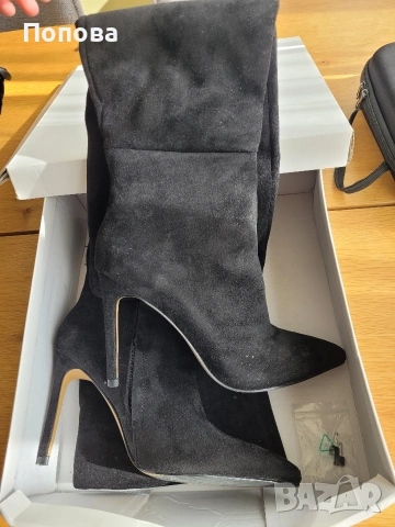 Дамски черни ботуши от велур, снимка 10 - Дамски ботуши - 53844589